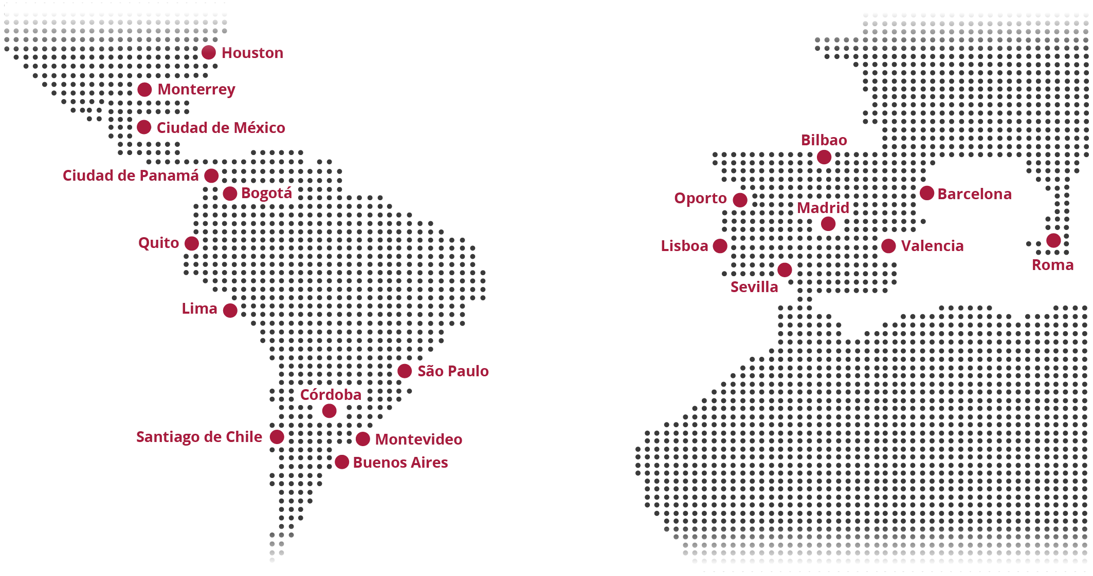 Mapa de presencia de Tempel Group en América y Europa